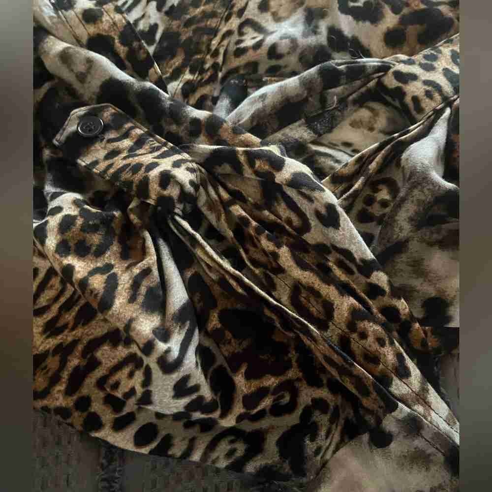 Leopard Print Button-Front Tunic Shirt - Brown/Bl… - image 3